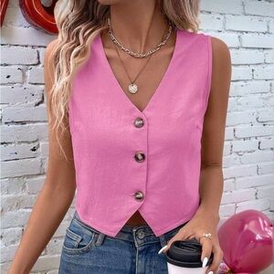 Pink Button-Down vest